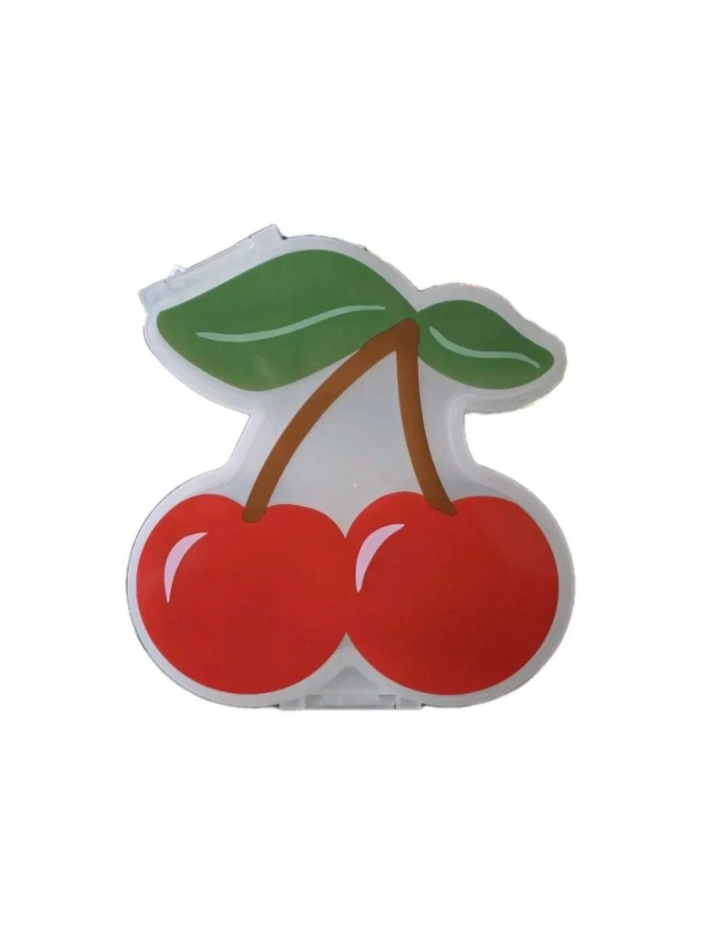New Red Cherry Plastic Snap Top Kids Snack Lunch Box 3 Sections On The Go
